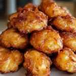 Crispy Amish onion fritters served on a plate, golden and delicious.