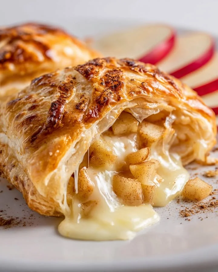 Delicious Apple Pie Brie Bomb with crispy crust and spiced apple filling.
