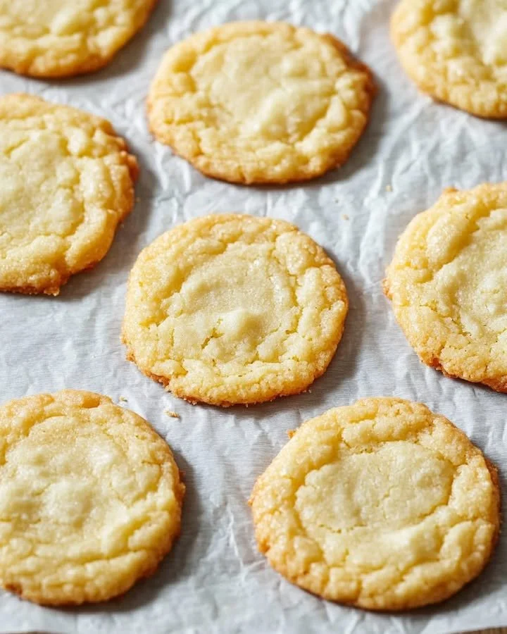 Delicious cream cheese cookies freshly baked on a plate.