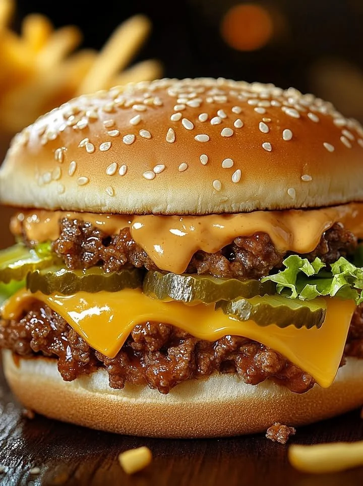 Big Mac Sloppy Joes served on a plate, showcasing juicy beef and special sauce.