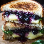 Blueberry Balsamic Grilled Cheese sandwich on a plate