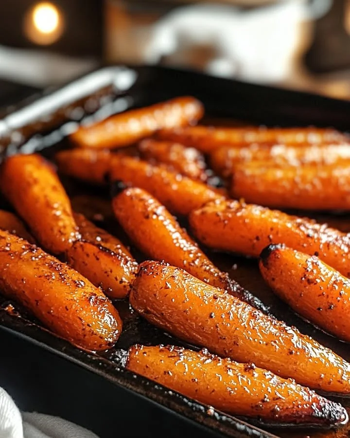 Delicious brown sugar roasted carrots served on a plate