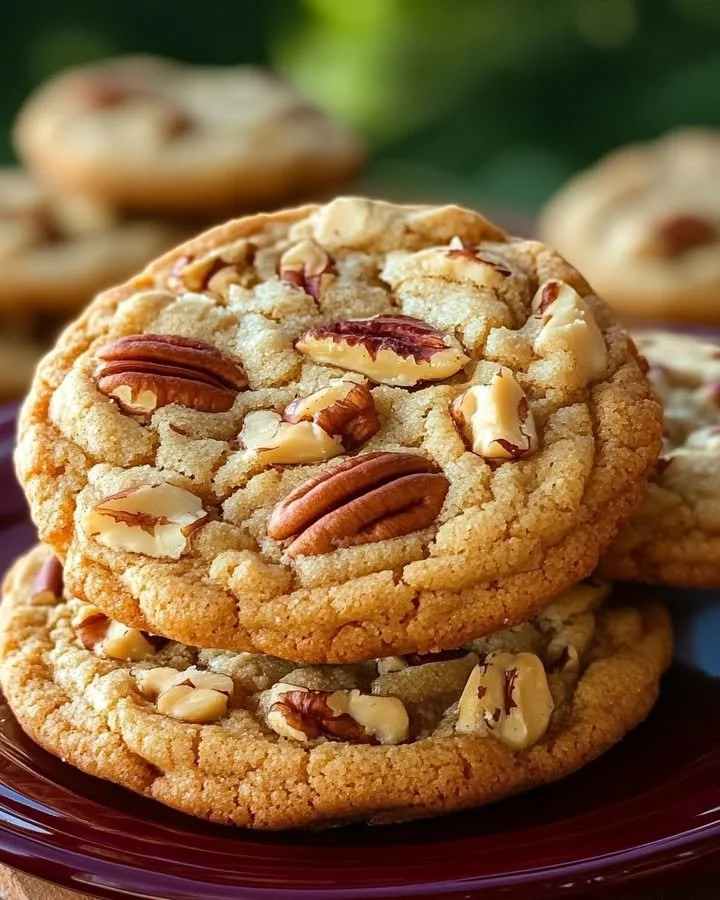 Delicious butter pecan cookies with nuts and a golden-brown color