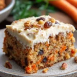 Delicious Carrot Raisin Oatmeal Yogurt Cake topped with carrots and raisins