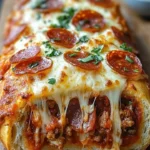 Cheesy Garbage Bread Delight served with melted cheese and toppings.