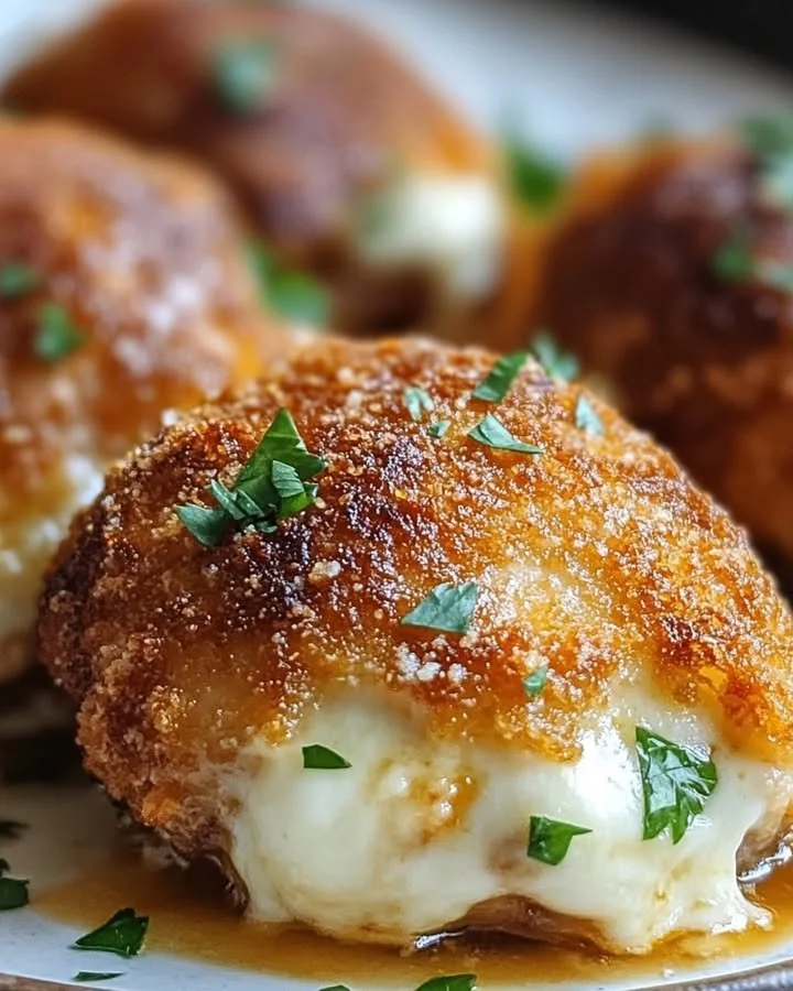 Delicious Chicken Parmesan stuffed with cream cheese, a flavorful dinner option.