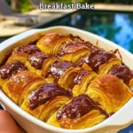 Chocolate croissant breakfast bake fresh out of the oven