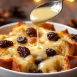 Delicious classic New Orleans bread pudding served with a rich sauce