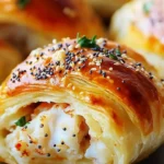 Golden crab cheese rolls filled with creamy crab mix and baked to perfection