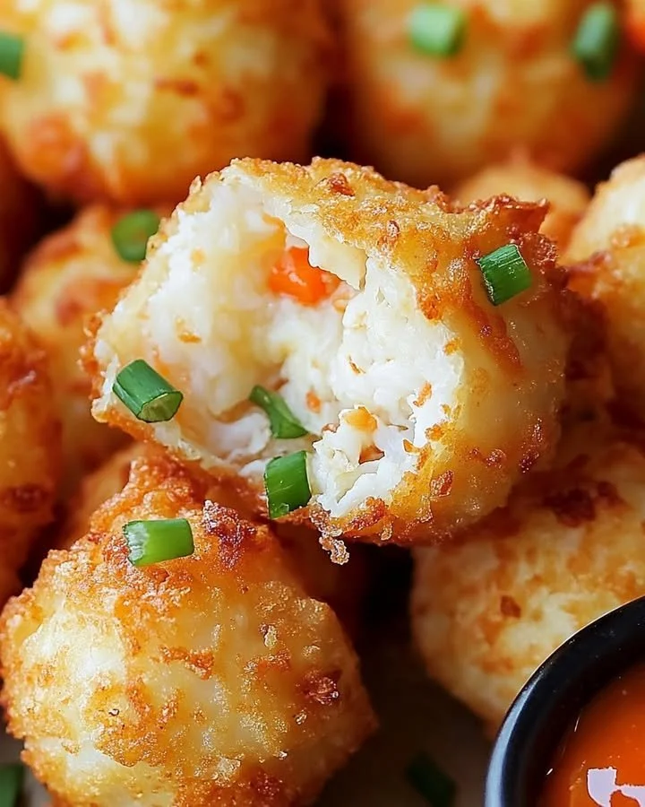 Delicious Crab Rangoon Bombs with crispy shell and creamy filling