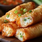 Crispy Crab Rangoon egg rolls filled with creamy crab and cheese