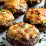 Delicious crab stuffed mushrooms served as an appetizer