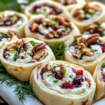 Cranberry Feta Pinwheels appetizer with cranberries and feta cheese