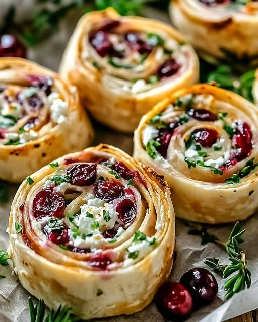 Cranberry Feta Tortilla Pinwheels served on a platter