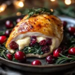 Cranberry and spinach stuffed chicken breast with brie cheese