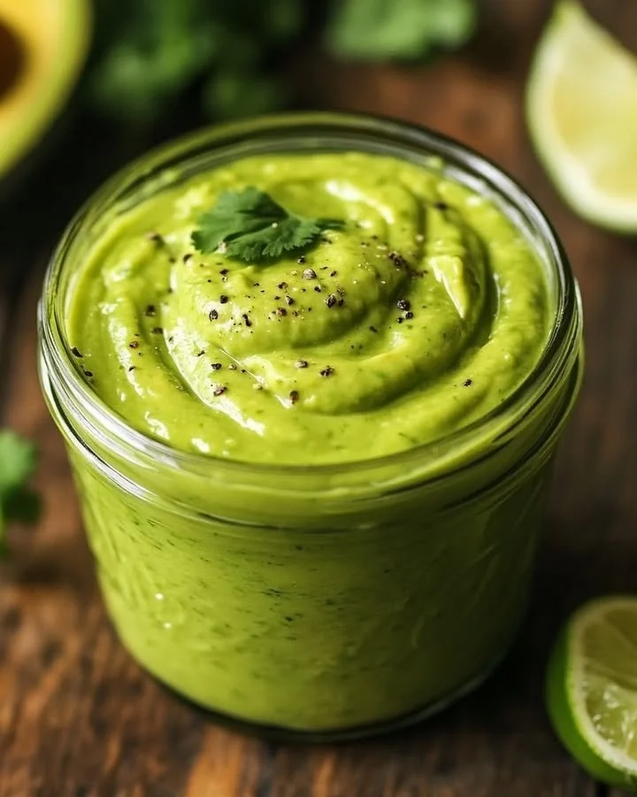 Creamy avocado sauce served in a bowl, perfect for dipping or drizzling