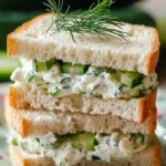 Creamy cucumber tea sandwiches arranged on a platter for a tea party