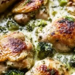 Creamy Salsa Verde Chicken Bake topped with fresh herbs and cheese