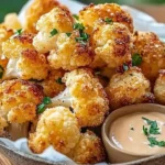 Crispy roasted cauliflower bites served on a plate.
