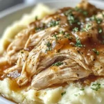 Delicious Crockpot Mississippi Chicken served on a plate with herbs