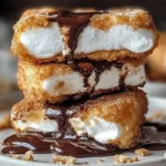 Delicious deep-fried s'mores served with chocolate and graham cracker crust