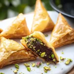 Chocolate-dipped pistachio phyllo bites inspired by Dubai's flavors