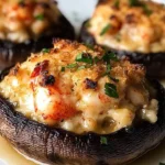 Delicious lobster-stuffed portobello mushrooms ready for a cozy night in.