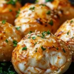 Delicious crab bombs served on a plate, garnished and ready to enjoy.