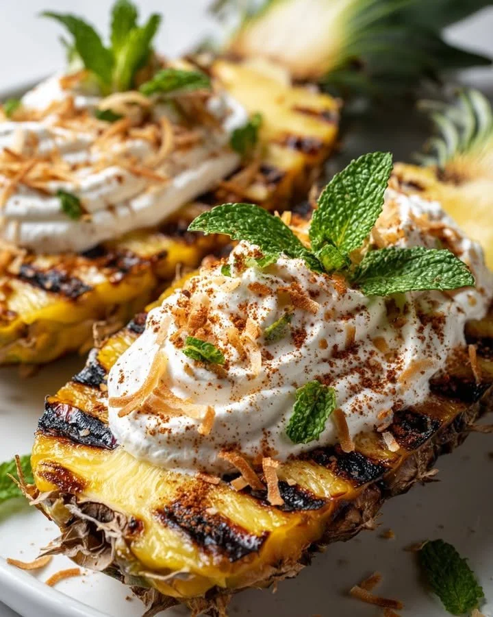 Delicious Fire & Chill Pineapple Boats served as a tropical dessert.