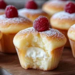 Fluffy Japanese Cotton Cheesecake Cupcakes on a decorative plate