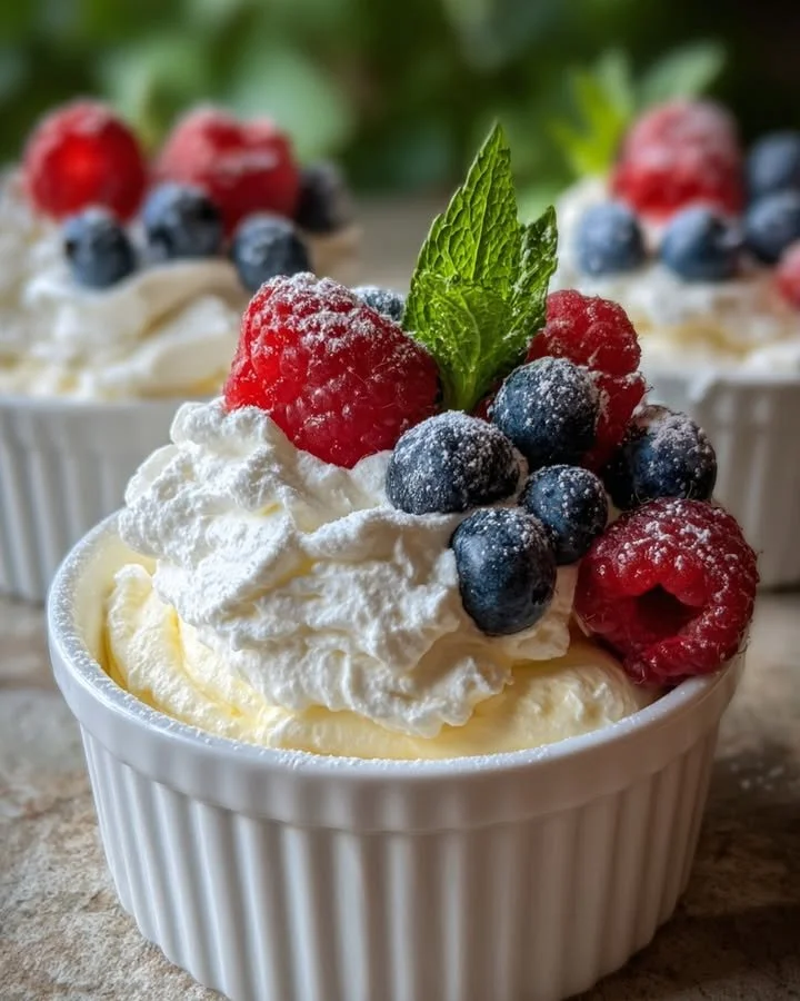 Frozen Limoncello Ricotta Cream Cups served in dessert dishes