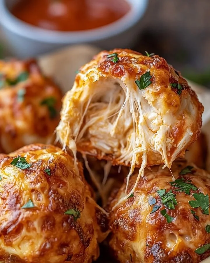 Delicious Garlic Butter Chicken Parmesan Bombs served on a plate