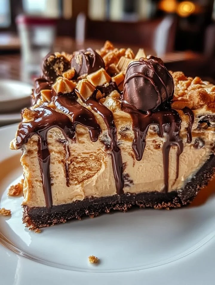 Giant Reese's Peanut Butter Cup Pie with creamy peanut butter filling