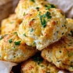 Golden Cheddar Bay Biscuits with garlic herb butter on a plate