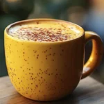 Golden Glow Turmeric Latte served in a cozy cup