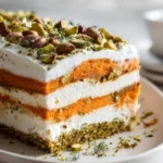 Golden Sweet Potato and Feta Terrine with a Pistachio Crust served elegantly