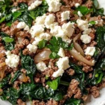 Ground Beef Skillet with Spinach and Feta for a quick and nutritious meal