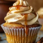 Harry Potter Butterbeer Cupcakes topped with creamy butterscotch frosting