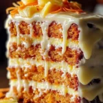 Delicious slice of Hawaiian Carrot Pineapple Cake with tropical frosting
