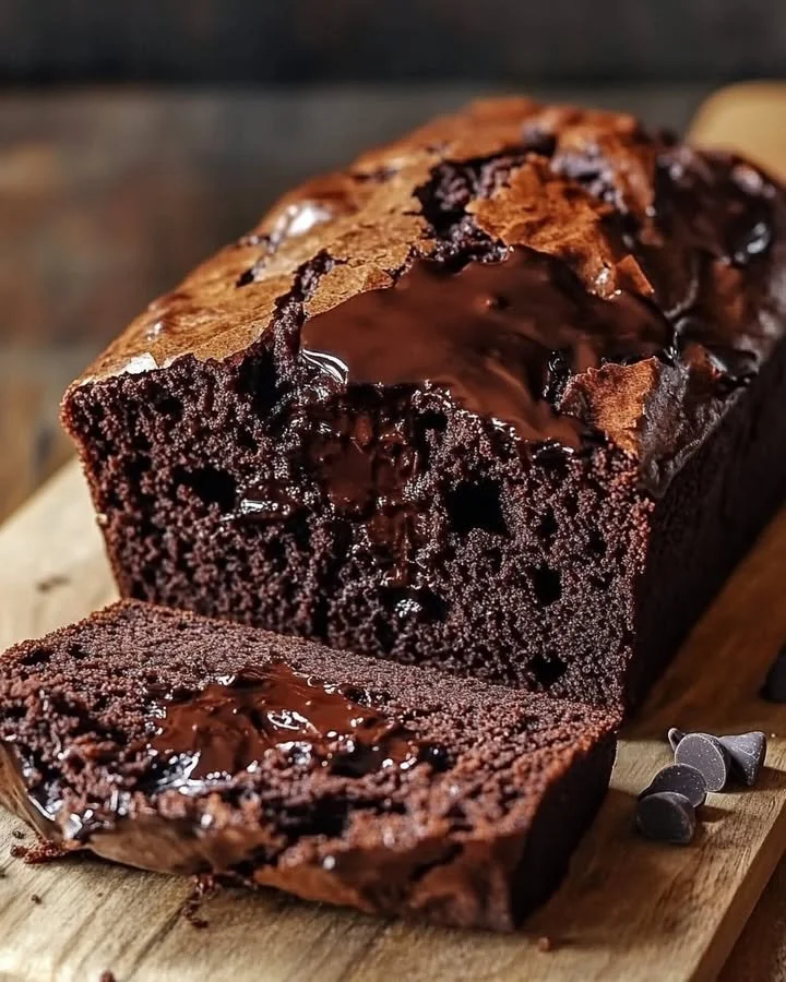 Delicious hot fudge brownie bread served on a plate