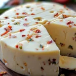 Homemade Pepper Jack Cheese ready to serve with spices and peppers