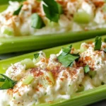 Italian cream cheese stuffed celery with herbs and spices