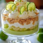 Delicious Key Lime Pie Trifle in a glass with lime garnish