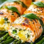 Lemon Basil Salmon Rolls garnished with fresh herbs
