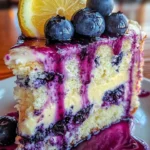 Delicious Lemon Blueberry Drip Cake with vibrant blue and yellow layers.