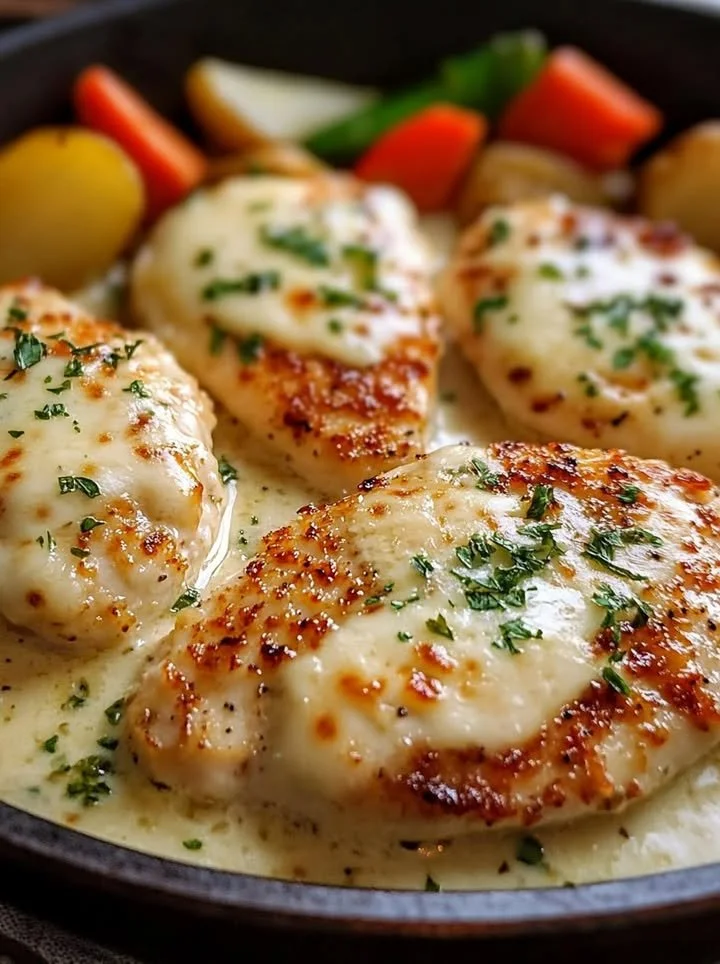 Delicious Parmesan Chicken from Longhorn Steakhouse served with sides.
