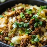 Delicious low-carb Mongolian ground beef served with cabbage