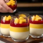 Delicious Mango Panna Cotta dessert with fresh mango topping
