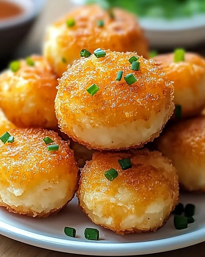 Delicious Mashed Potato Cheese Puffs served on a plate