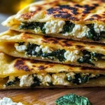 Mediterranean Mint and Feta Stuffed Flatbreads ready to serve